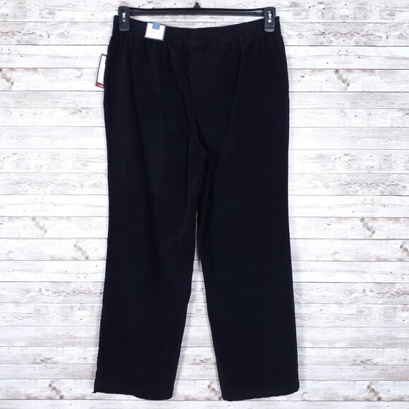 Croft & Barrow Womens Corduroy Pants Large Petite Black Pull On 985 - Picture 3 of 6